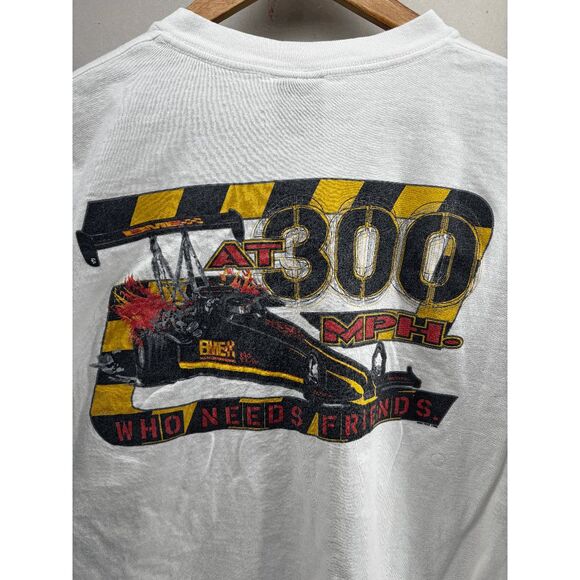 Vintage No Fear 90s Y2K Who Needs Friends at 300 MPH Size XL Shirt Racing Funny - Picture 1 of 6